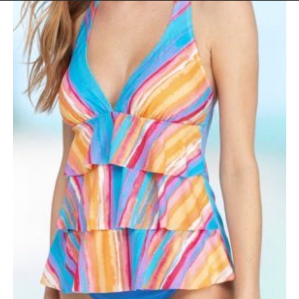 Triple Ruffle Tankini Swim Top